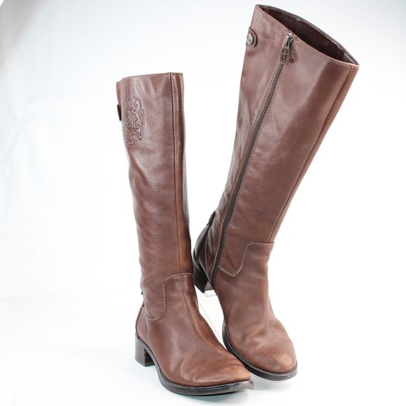 Etienne Aigner Shoes - Etienne Aigner EVIRA Brown Leather Knee High Boots #137